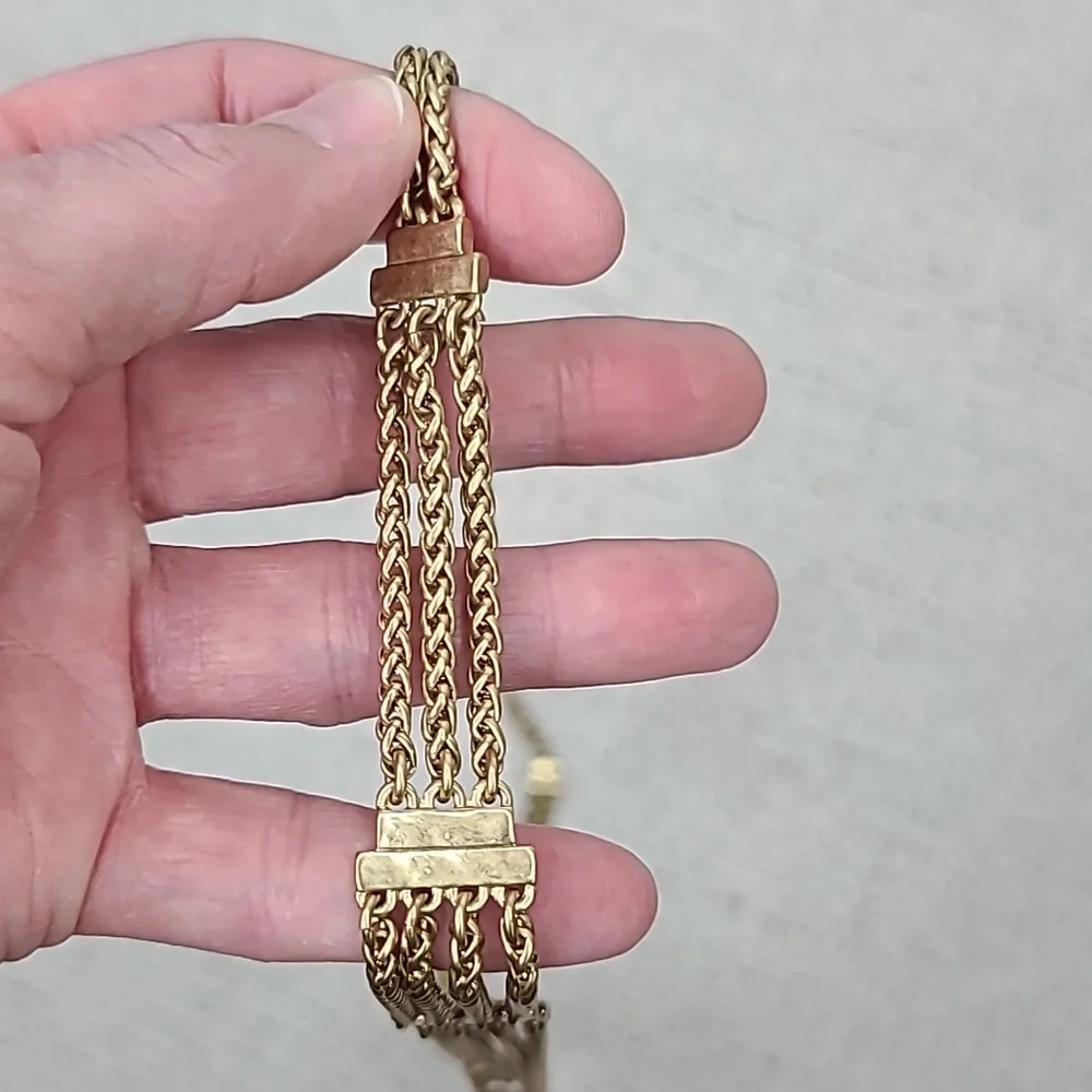 Lucky Brand Semi Precious Accents Gold Toned Multi Layered Chain Necklace NWT